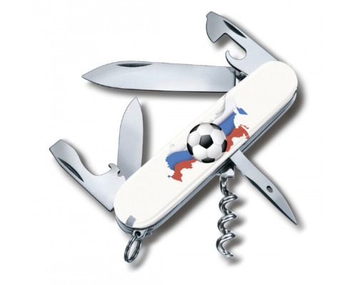 Нож перочинный Victorinox Spartan "Российский футбол", 91 мм, 12 функций, рукоять пластик, белый